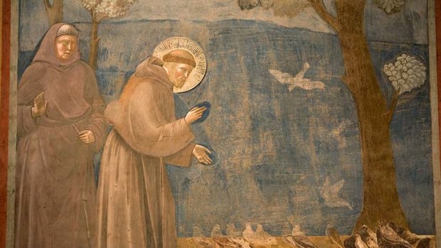 A Giotto fresco of Saint Francis and the birds.