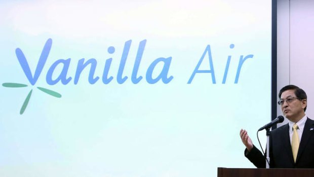 Tomonori Ishii, president of Vanilla Air, announces the rebranding of the airline from AirAsia Japan.