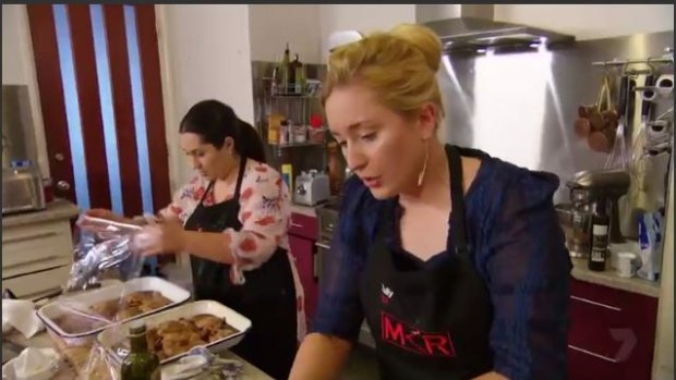 Raw quail: Della's food dream of cooking for Pete and Manu quickly becomes a nightmare.