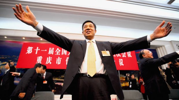 Bo Xilai, then secretary of Chongqing Municipal Committee of the Communist Party, at  the National People's Congress meeting in the Great Hall of the People, Beijing, 2011.