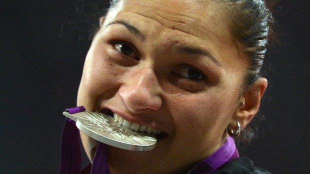 Upgrade ... Valerie Adams swapped her silver medal for gold.