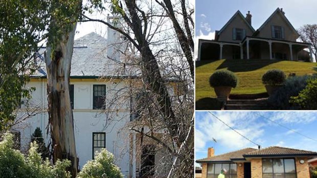 Home sweet homes ... The Lodge in Canberra (left), Kirribilli House in Sydney (top right) and the Prime Minister's house in Altona, Melbourne.