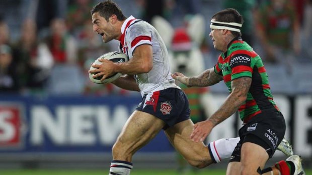 Match winner ... Anthony Minichiello scored the Roosters last minute try as they toppled the Rabbitohs in the final minute.