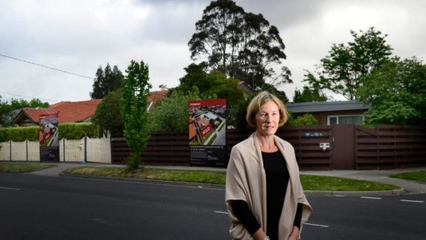 Concerns: Danita Tucker in Jasper Road, McKinnon, where residents are dismayed by developers' plans to build three-storey apartment blocks. 