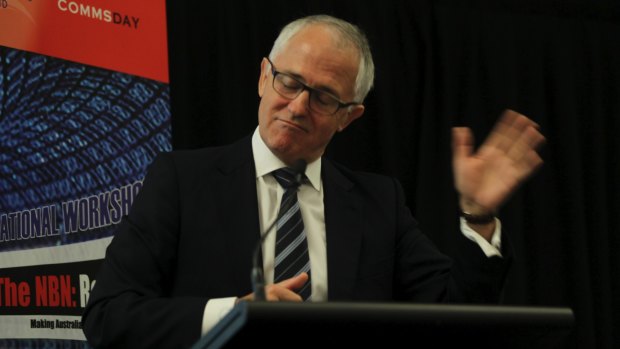 Communications Minister Malcolm Turnbull at the at 'The NBN: Rebooted' conference at the Swissotel in Sydney.
