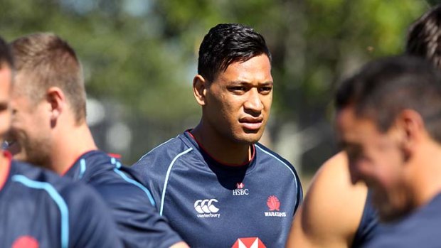 Centre of attention ... Israel Folau at NSW Waratahs training this week.