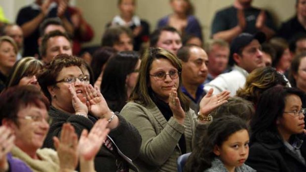 Angry Cranbourne residents at a meeting in September.