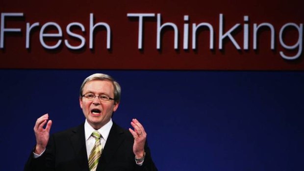 Kevin Rudd at the National Conference of the Australian Labor Party in 2007. It is almost five year's since Mr Rudd was elected Australian Prime Minister.