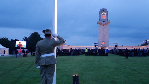 Dawn service at the Australian National Memorial near Villers-Bretonneux.