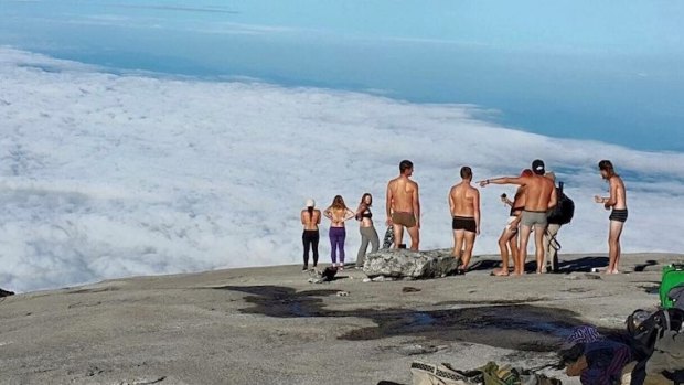 The group of people who undressed and posed for photos on Mount Kinabalu. 