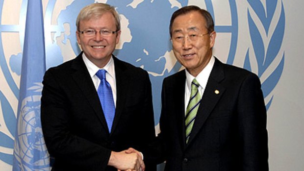 Summiteers... Mr Rudd and Secretary-General, Ban Ki-moon.