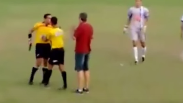 Loaded: A referee in Brazil became so frustrated he pulled a gun.