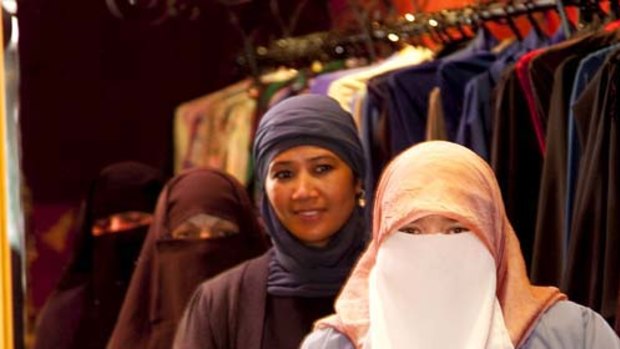 From front to back: Rachel Woodlock, Shanaaz Copeland, Nejla Selbibeg and Saiqa Perveen in Sydney Road, Brunswick.