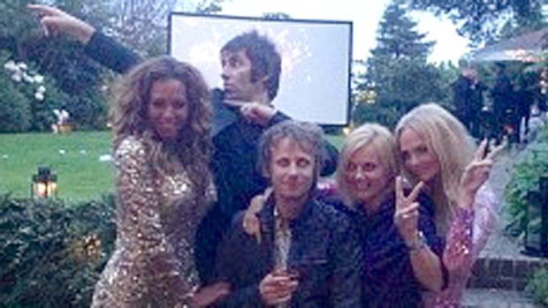 All-nighters: Mel Brown, Liam Gallagher, Muse drummer Dominic Howard , GeriHalliwell and Emma Bunton pose for a snap tweeted by Bunton.
