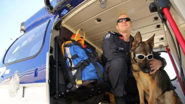 WA Police pooches took to the skies for an April Fools' prank.