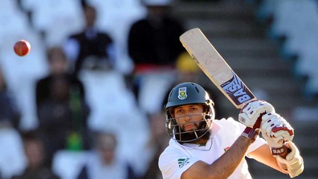 Hashim Amla stands and delivers.