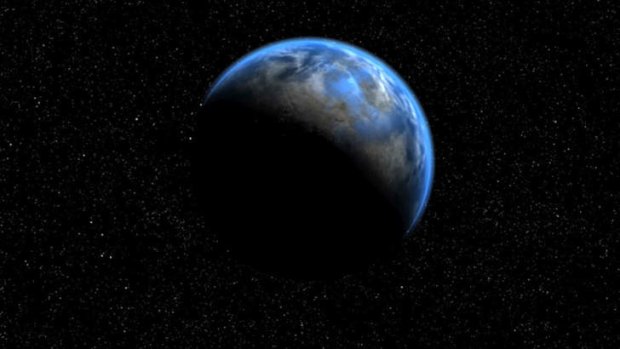 Artist impression of planet Gliese 581d - a super earth about 8 times the size of our planet.