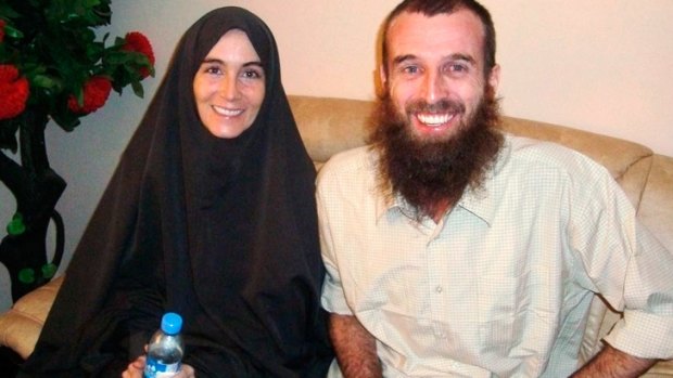 Amanda Lindhout and Nigel Brennan smile for the cameras in November 2009 following their rescue after more than a year in captivity.