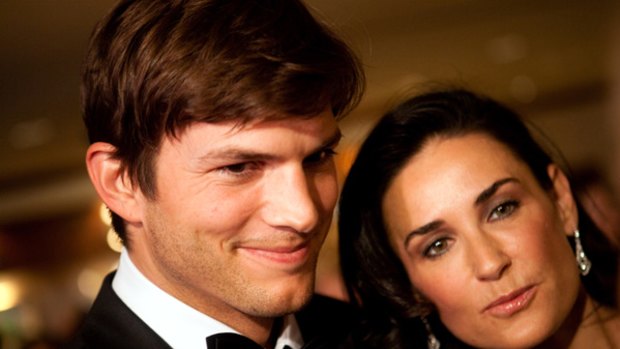 Forever young ... Demi Moore, right, with partner Ashton Kutcher.