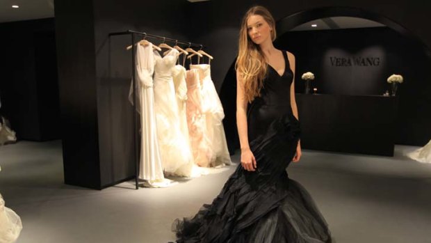 Black beauty ... Vera Wang's bridal boutique caters for the bold and brave, as well as traditional brides. Ines English wears a black wedding dress from the latest collection.