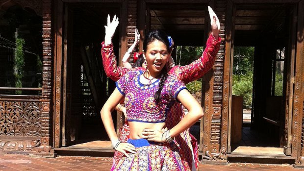Bollywood dancers perform at South Bank today.