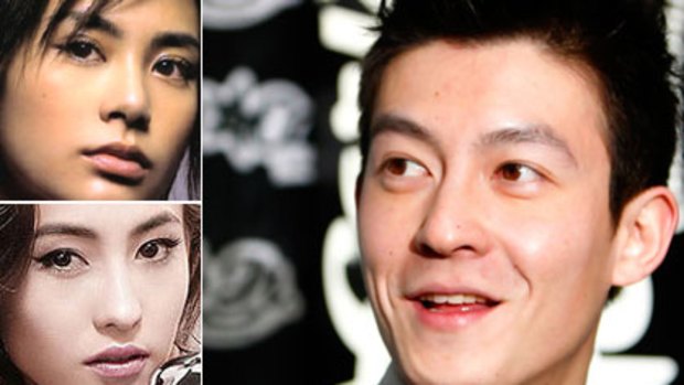 Compromising images of Hong Kong film stars Edison Chen (right) Gillian Chung (top left) and Cecilia Cheung (bottom left) were stolen from Chen's laptop and distributed on the internet, scandalising the Chinese entertainment industry.