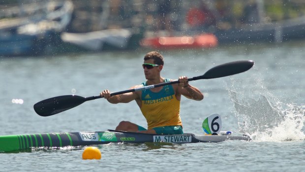 Murray Stewart of Australia wins the Canoe Sprint Men's Kayak Single 1000m first semi-final. 