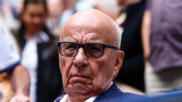 Rupert Murdoch at the US Open tennis tournament on Sunday: Could his takeover of Sky be thwarted for a second time?