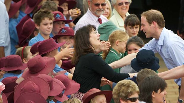 Prince William meets the people outside the Kerang Memorial Hall