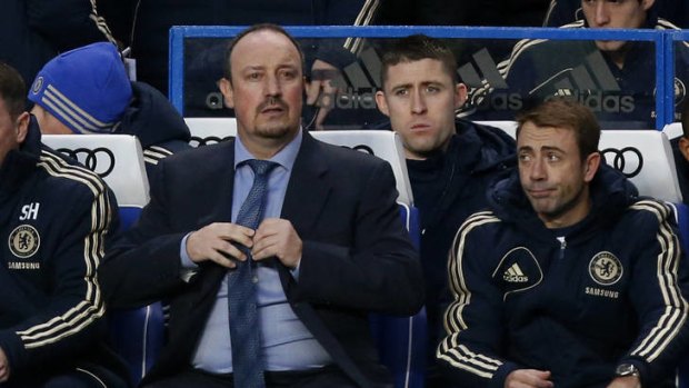 Don't get too comfortable, Rafa ... interim boss Rafa Benitez is expected to warm the Stamford Bridge dug-out bench only until the end of the season - or until Roman Abramovich can persude Pep Guardiola to accept the poisoned chalice that is the Chelsea manager's job.