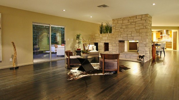 Located in LA's Studio City hills Miley Cyrus's pad boasts a spacious living area.