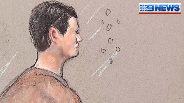 An artist's sketch of alleged killer Alex Reuben McEwan, 19, facing court in Brisbane.