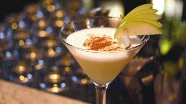 Many variations: a martini with wine grapes, vodka, honey syrup, apple juce, egg white and cinnamon.