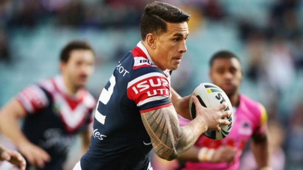 Ready Rooster: Sonny Bill Williams on the burst against the Panthers at Allianz Stadium.