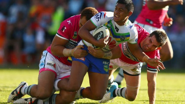 Going nowhere: Anthony Milford of the Raiders.