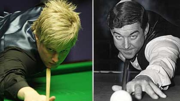 Now and then ... new world champion Neil Robertson and Pot Black's Aussie hero Eddie Charlton, and, below, a night at Sydney's Club Marconi in Bossley Park,  with Shawn Budd at the table.