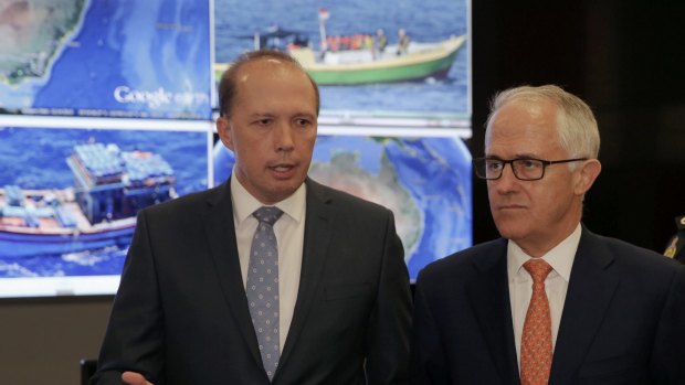 Immigration Minister Peter Dutton and Prime Minister Malcolm Turnbull announce the refugee deal on Sunday.