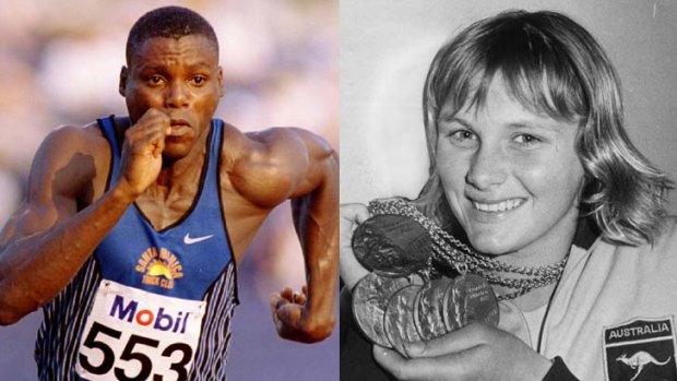 Leading edge ... Eamon Sullivan, Shane Gould, right, Carl Lewis, left, and Usain Bolt all broke world records in their respective disciplines but the pace of time improvements is now slowing.