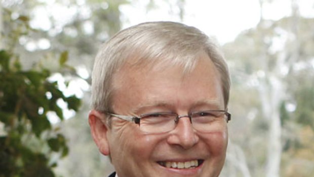 Kevin Rudd ... straining to be on best behaviour.