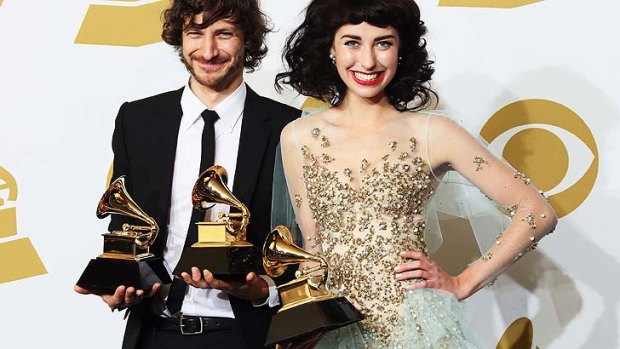 Name up in lights: Kimbra's Grammy dress in yet another feather (or pearl) in the cap of Perth designer Jaime Lee Major.