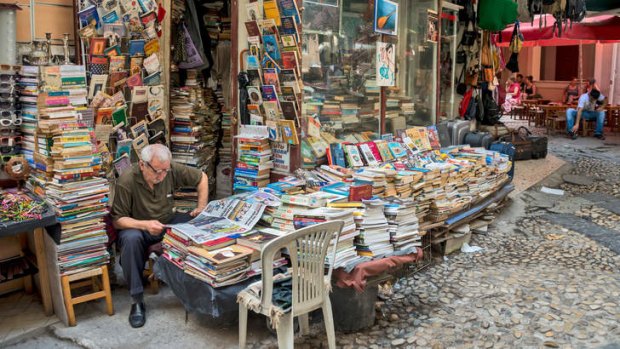 A bookseller in Beyoglu.