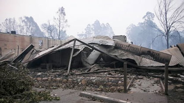 Tragic aftermath ... the town of Marysville lies in ruins.