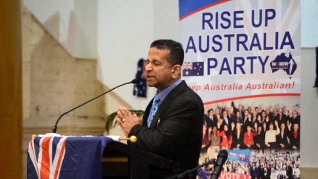 "I call Islam the death cult": Rise Up Australia leader Danny Nalliah at the launch of the party's Victorian election campaign.