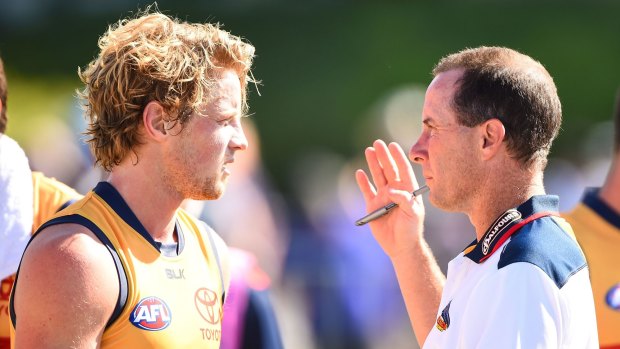 Don Pyke talks with Rory Sloane during the NAB Challenge 