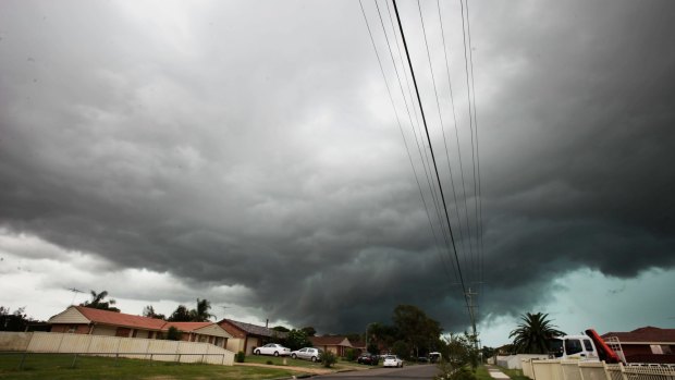 Dark clouds at Rooty Hill before the massive storm hit on Saturday.