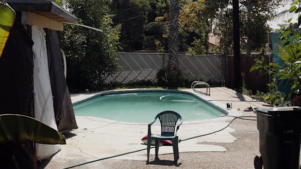 The swimming pool at Rodney King's home, where he was found dead.