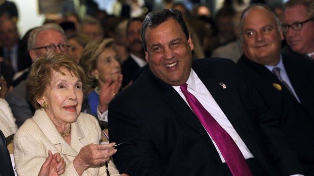 New Jersey Republican Governor Chris Christie and former first lady Nancy Reagan.