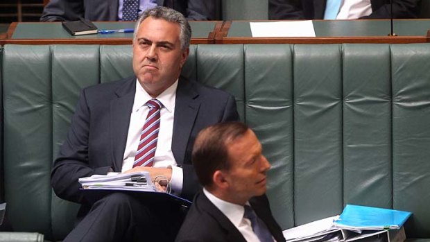Joe Hockey and Tony Abbott in Parliament on Thursday.