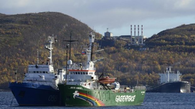 Wintering in Murmansk:  Greenpeace's ship Arctic Sunrise still under arrest by Russia.