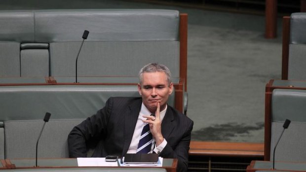No-man's land ... independent MP Craig Thomson during question time at Parliament House today.